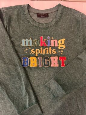 Lane Bryant Womens 'Making Spirits Bright' Green Long-Sleeve Sweatshirt